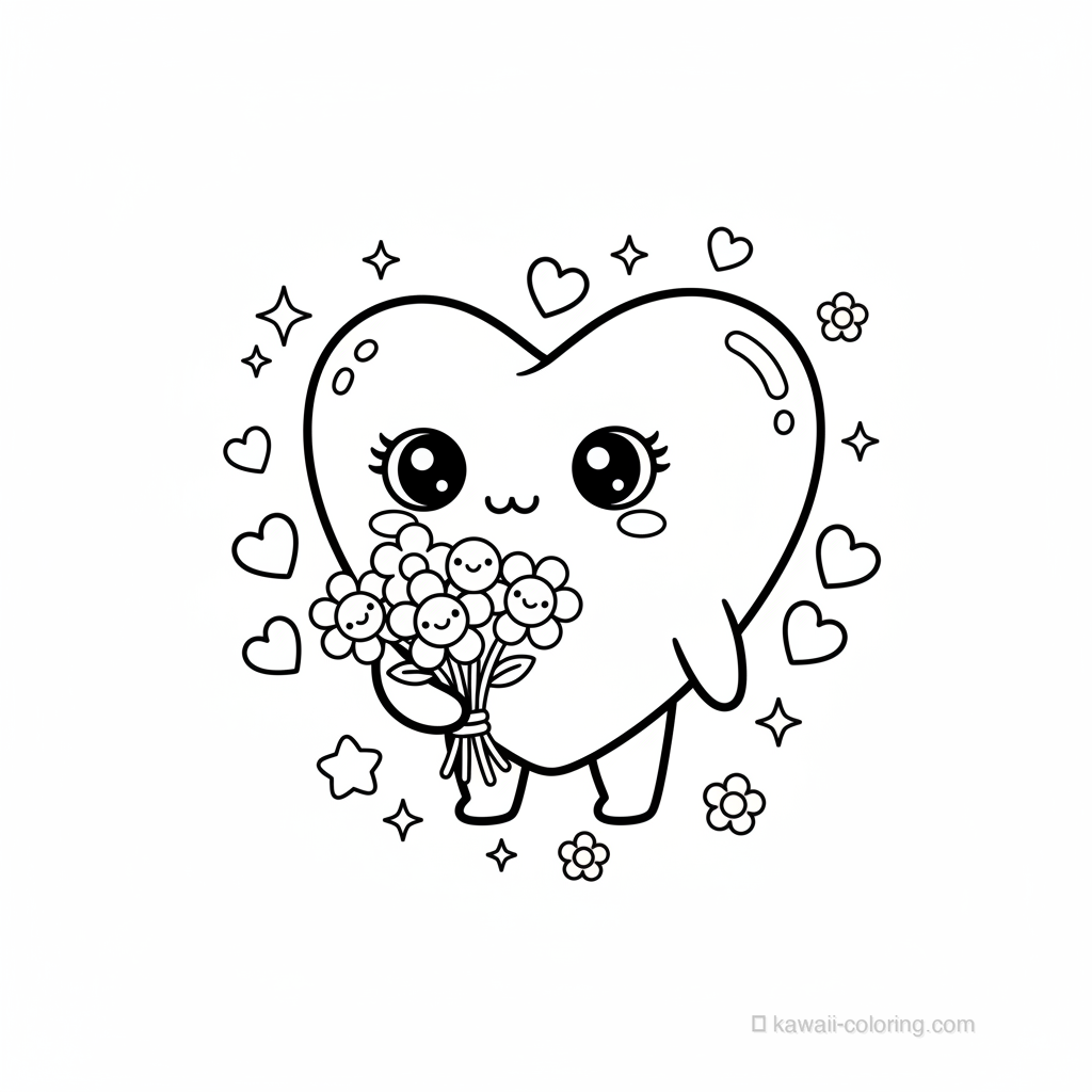 Coloriage Kawaii Saint-Valentin Kawaii #16