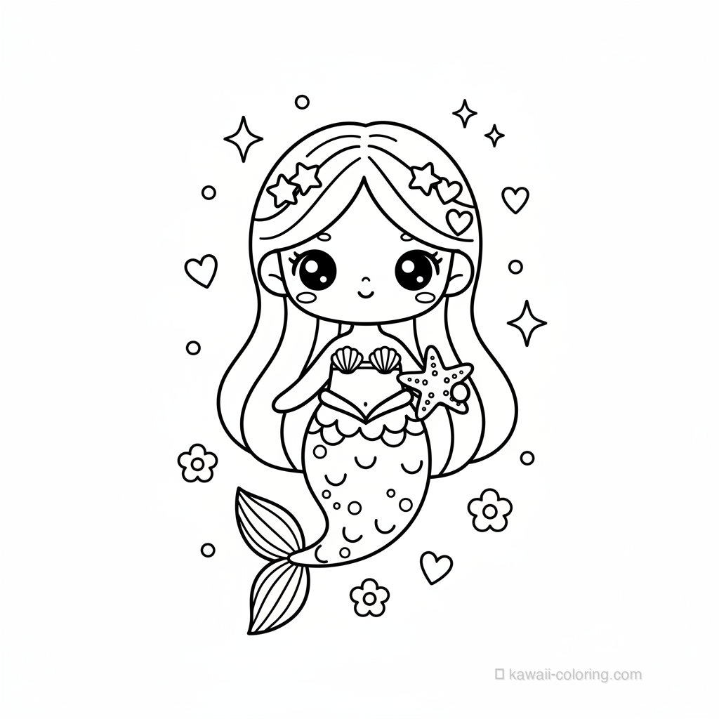 Kawaii Mermaids Ausmalbild #28