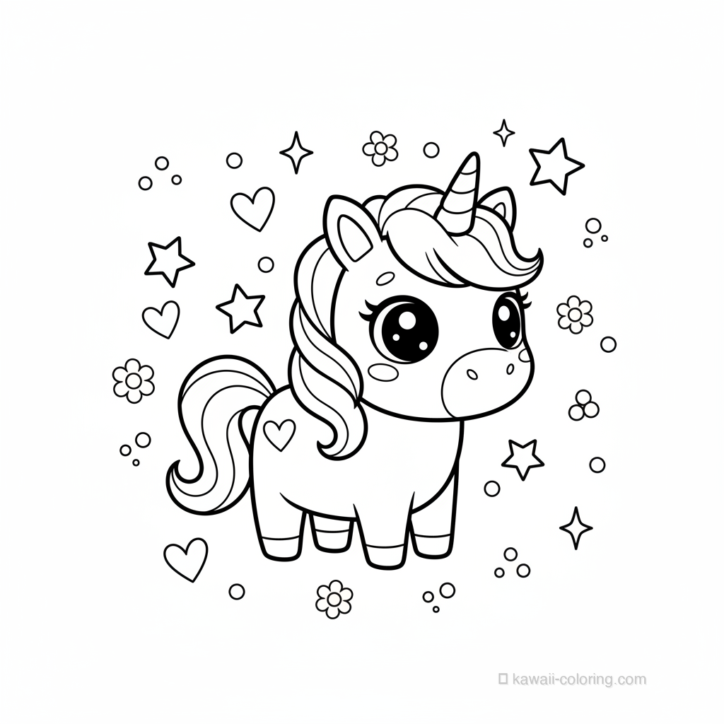 Coloriage Kawaii Unicorns #15