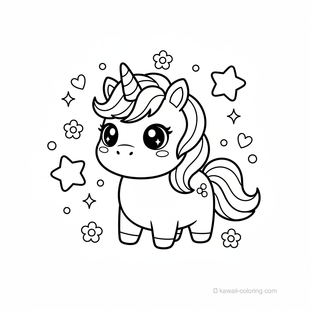 Coloriage Kawaii Unicorns #17