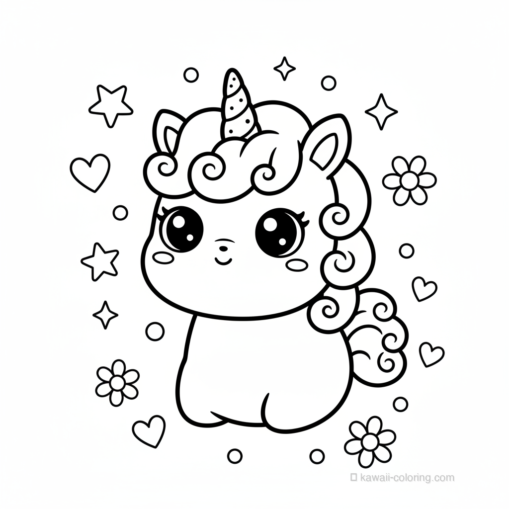 Coloriage Kawaii Unicorns #4