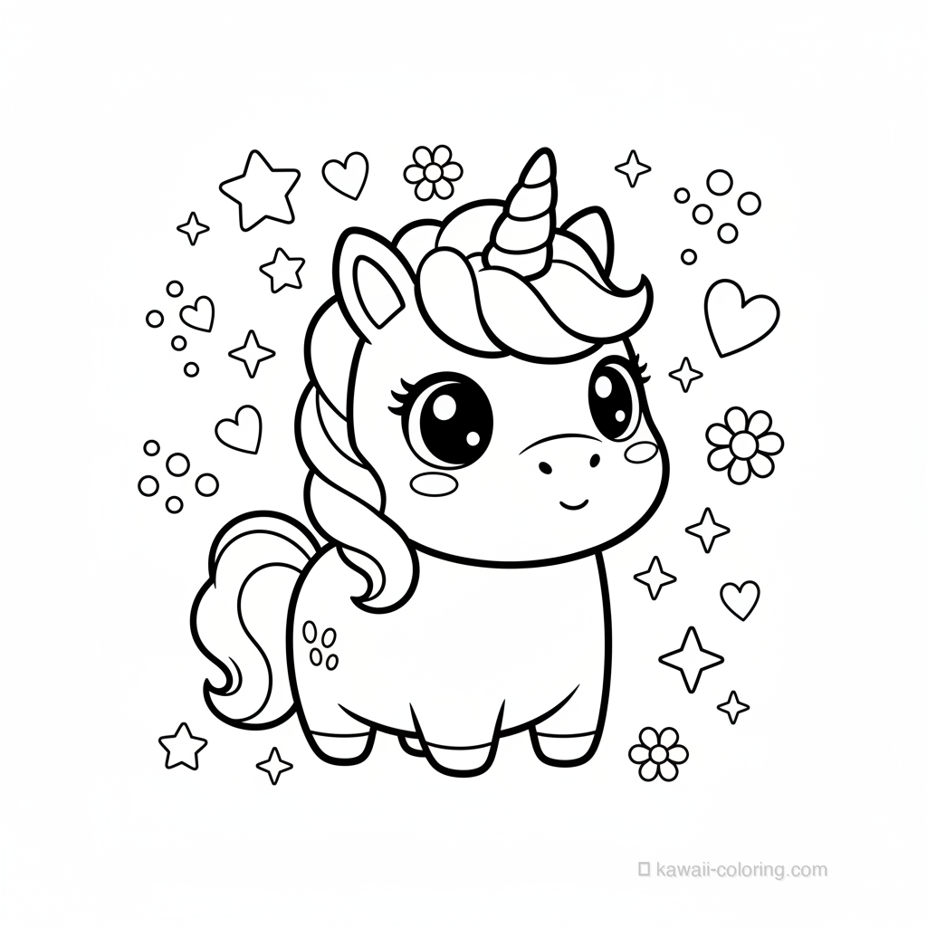 Coloriage Kawaii Unicorns #13