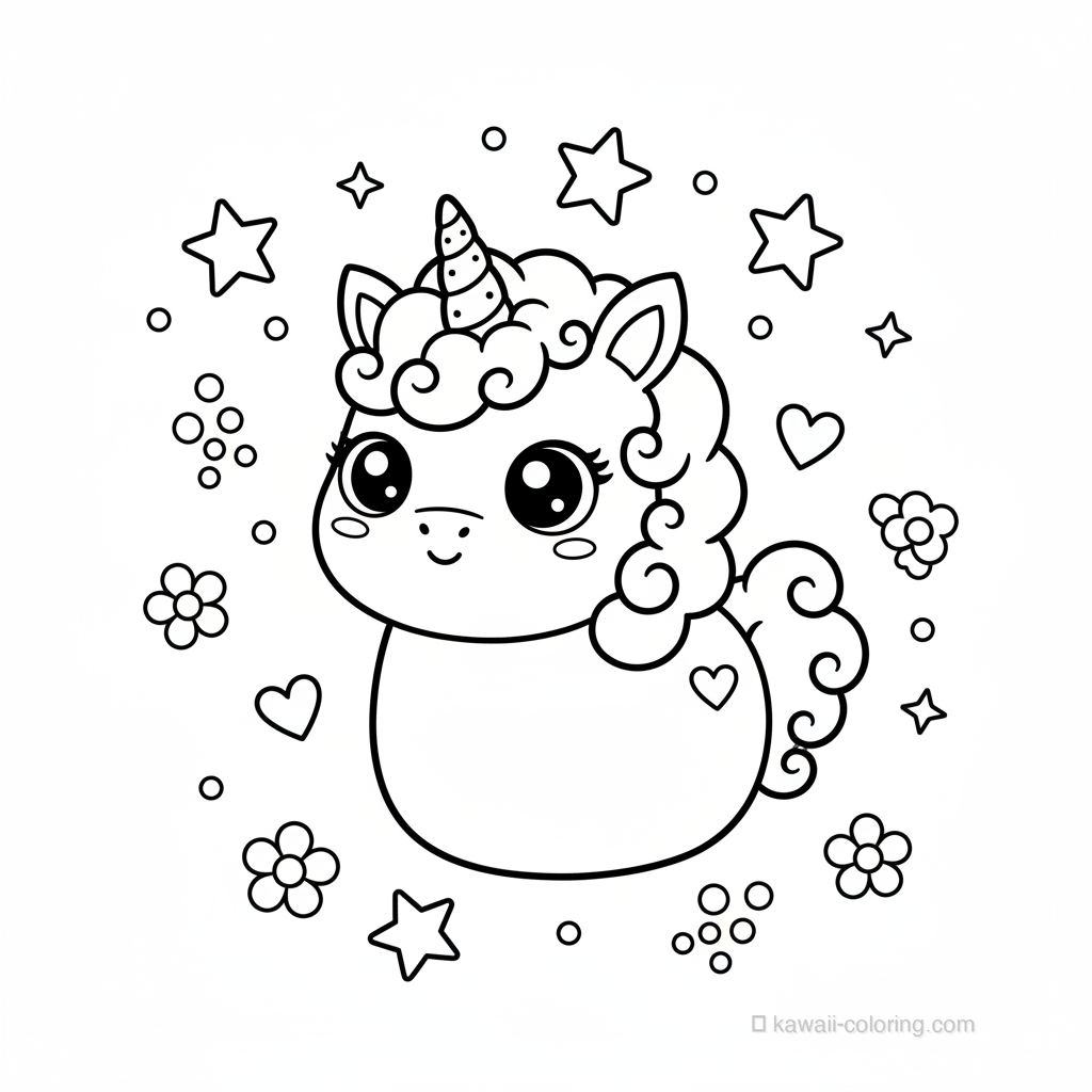 Coloriage Kawaii Unicorns #16