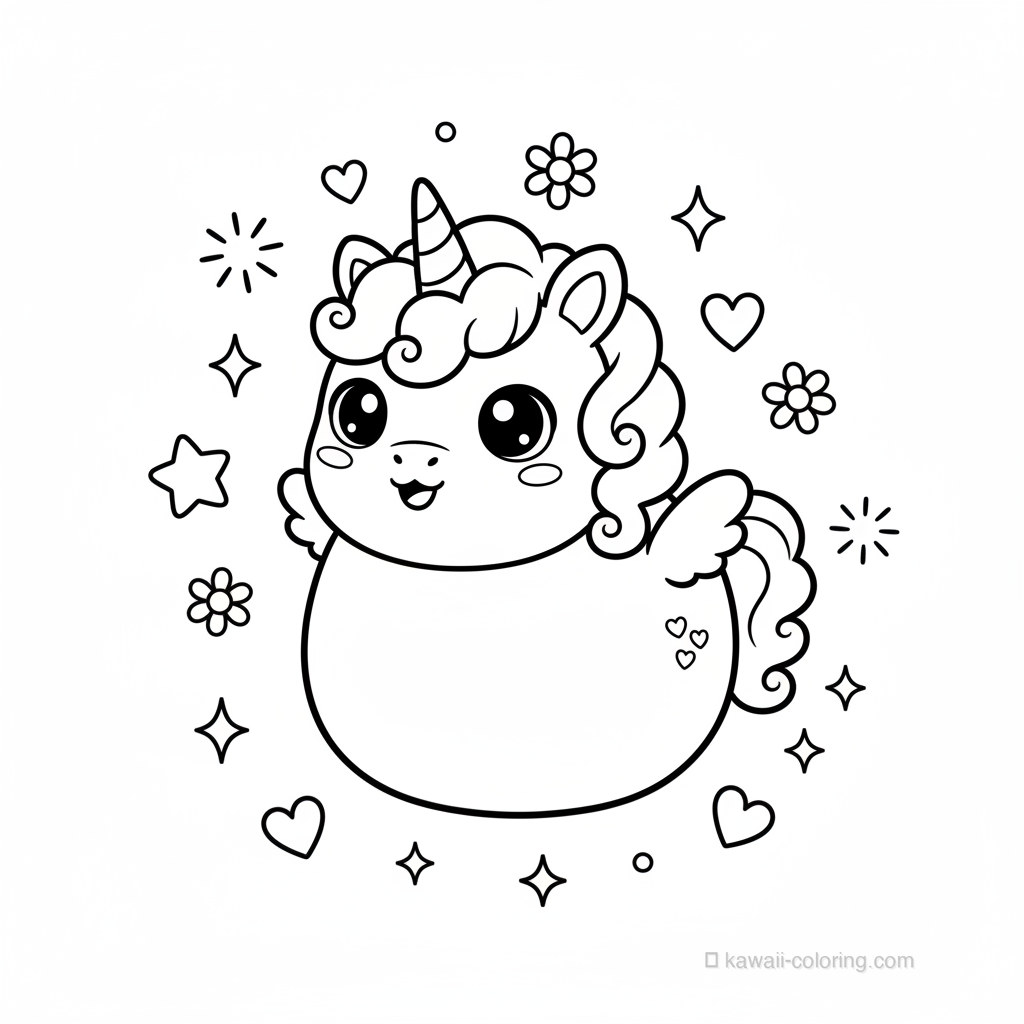 Coloriage Kawaii Unicorns #10