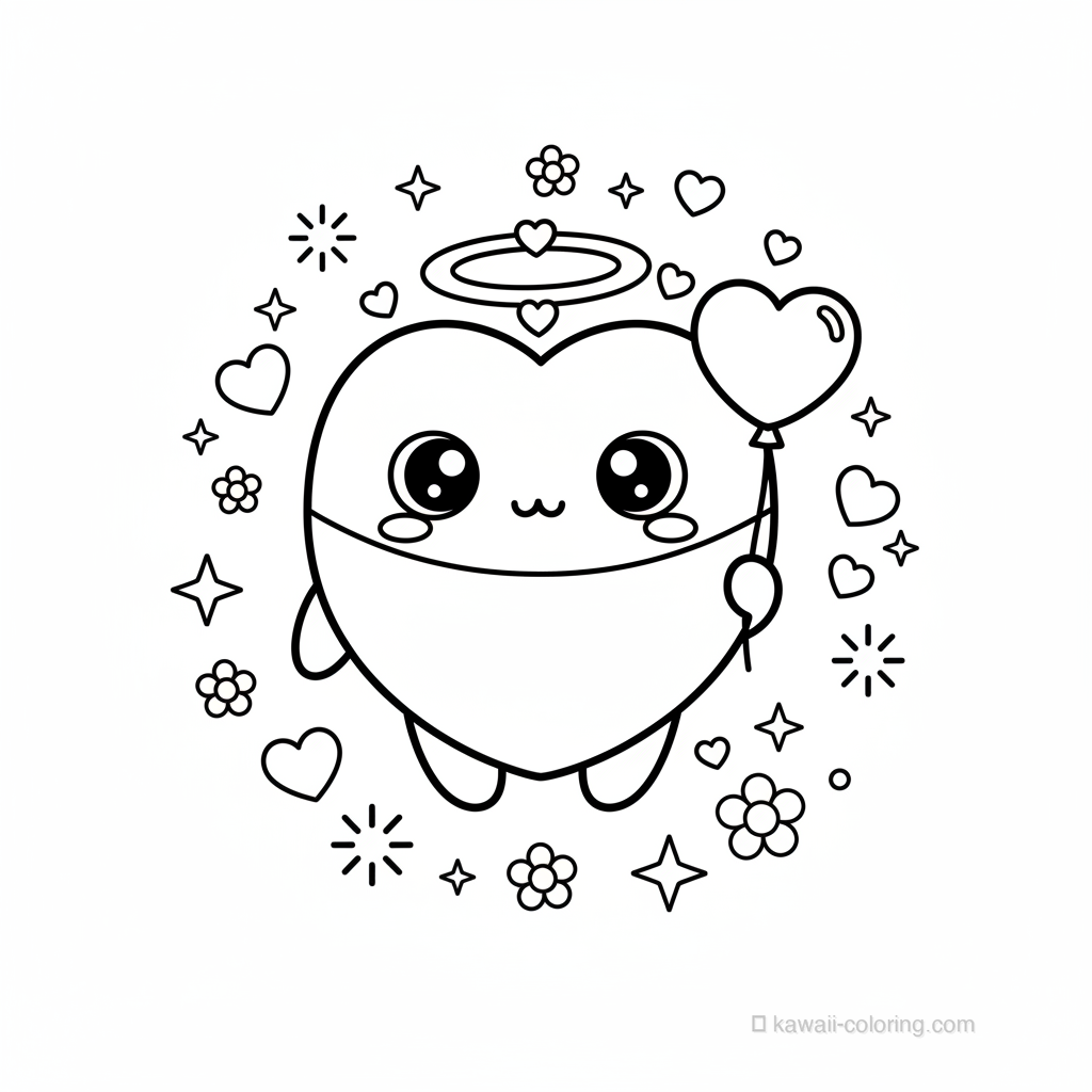 Coloriage Kawaii Valentine Kawaii #6