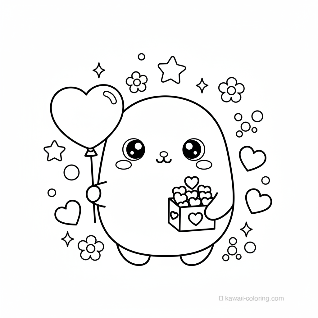 Dibujo Kawaii Valentine Kawaii para Colorear #9