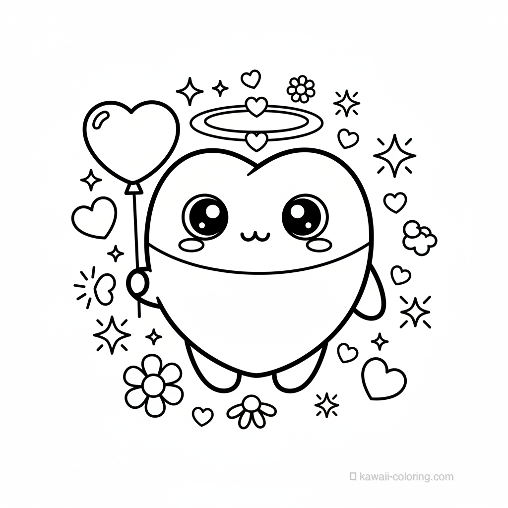 Coloriage Kawaii Valentine Kawaii #2