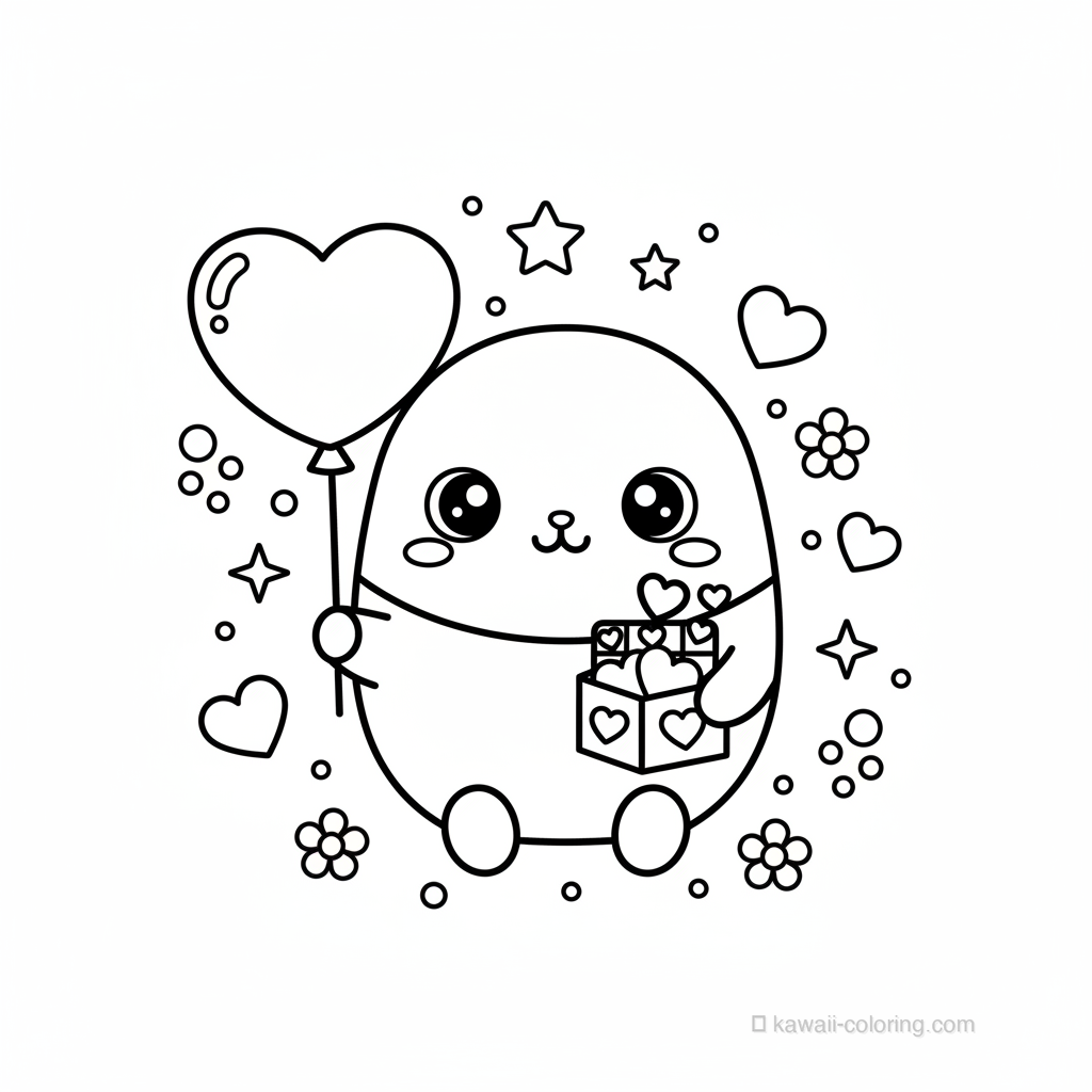 Coloriage Kawaii Valentine Kawaii #1