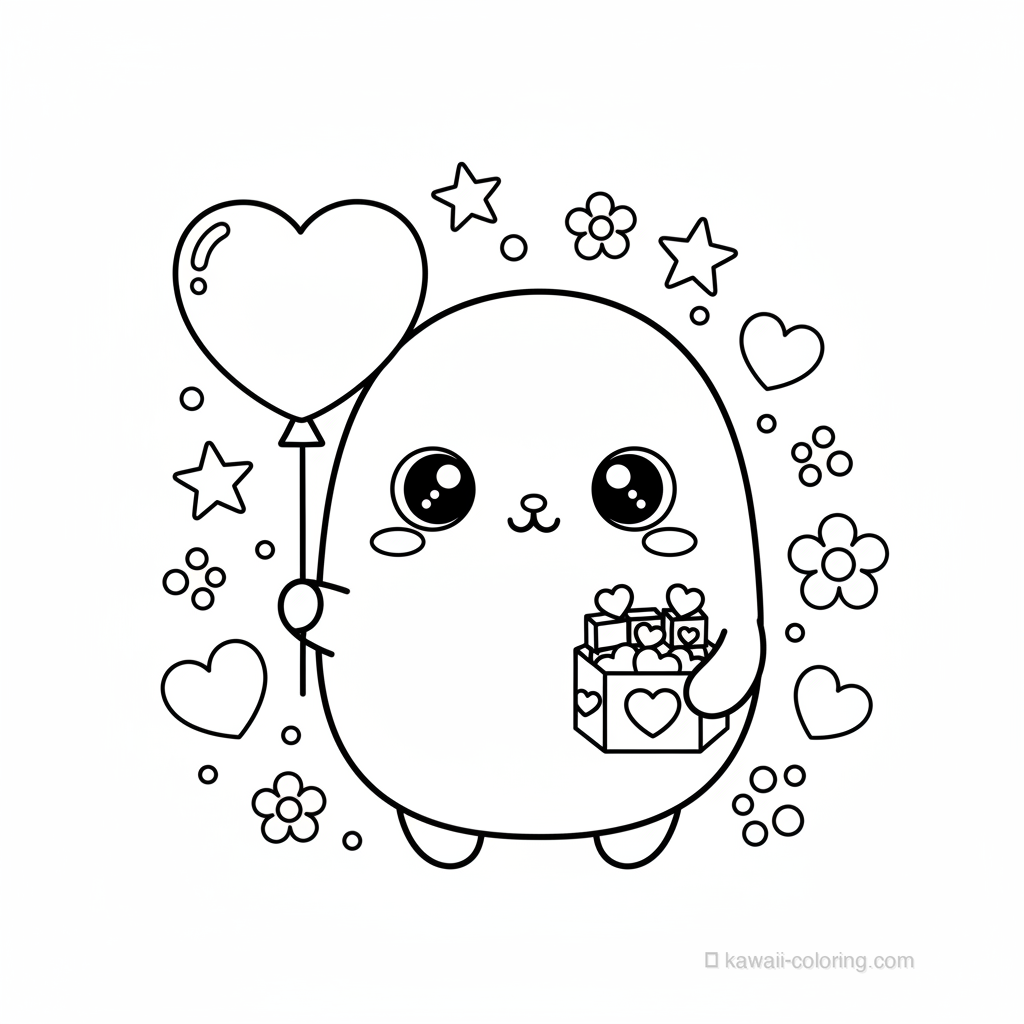 Coloriage Kawaii Valentine Kawaii #5