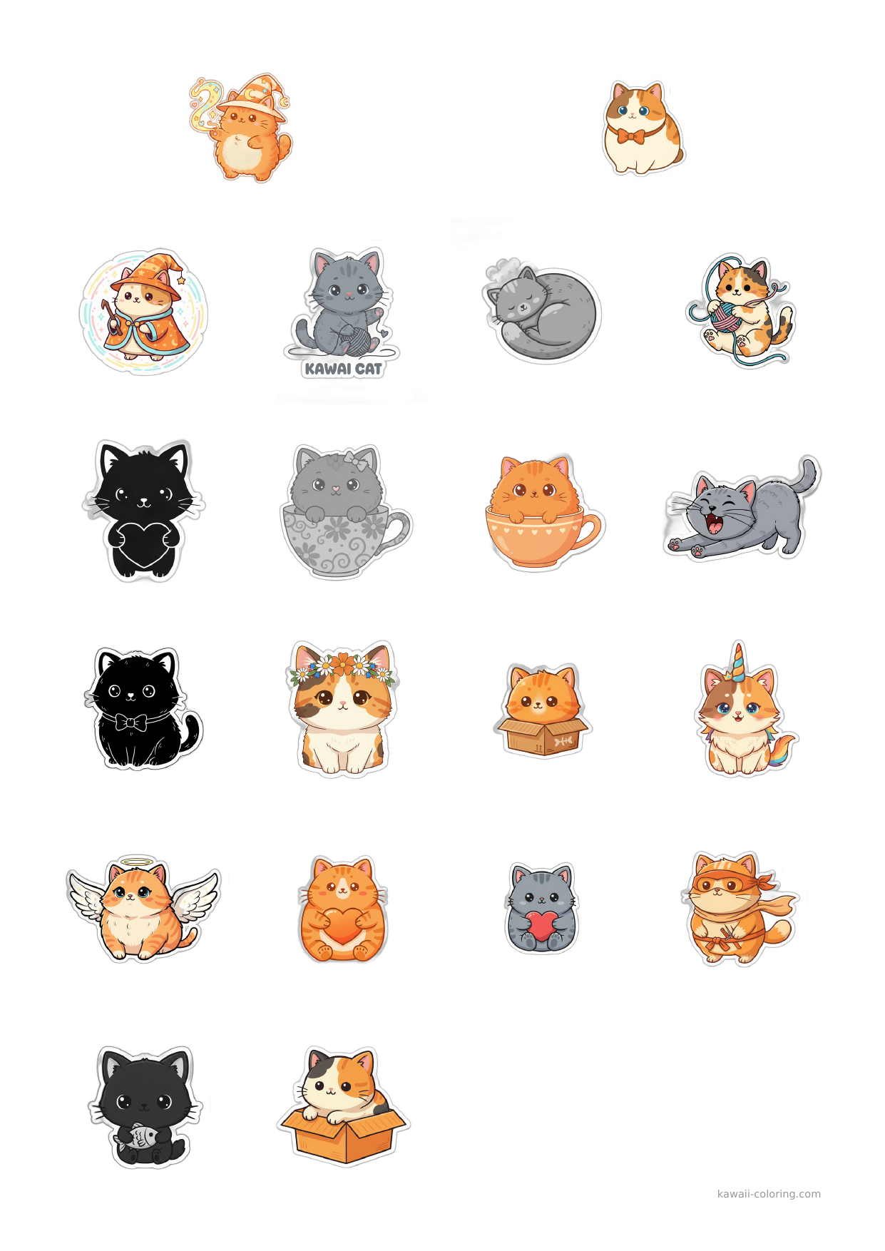 Stickers Chats Mignons Bleu