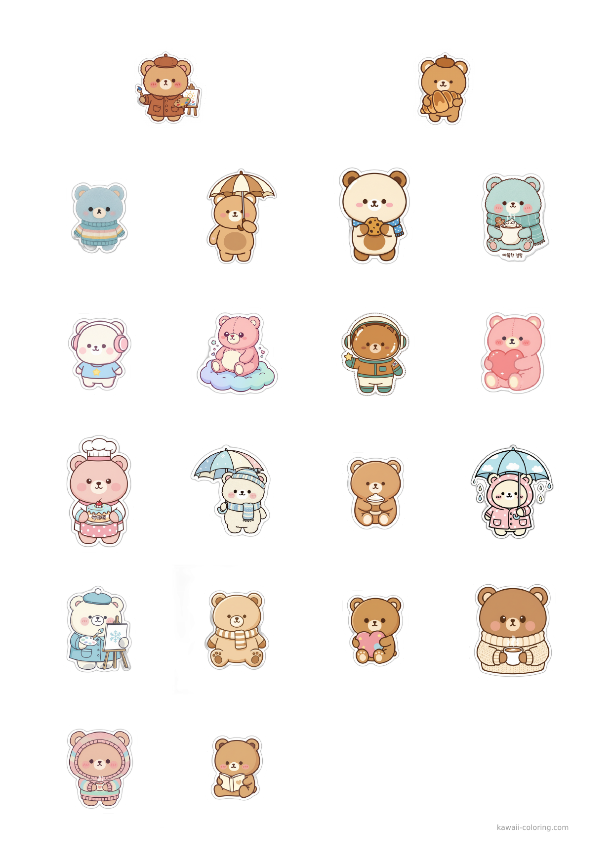 Stickers Ours Coréens Rouge